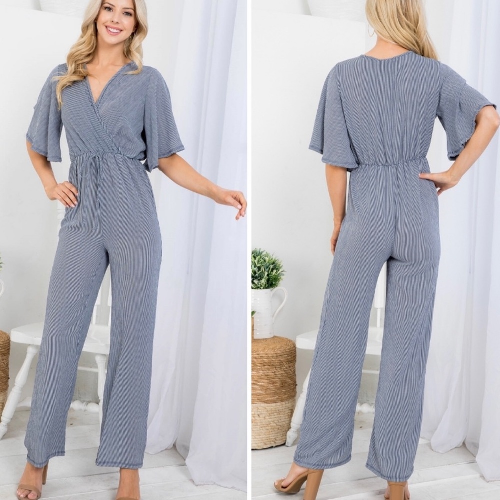 NWT Ginger G pin striped jump suit